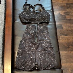 Fabletics Black and White Patterned Sports Bra